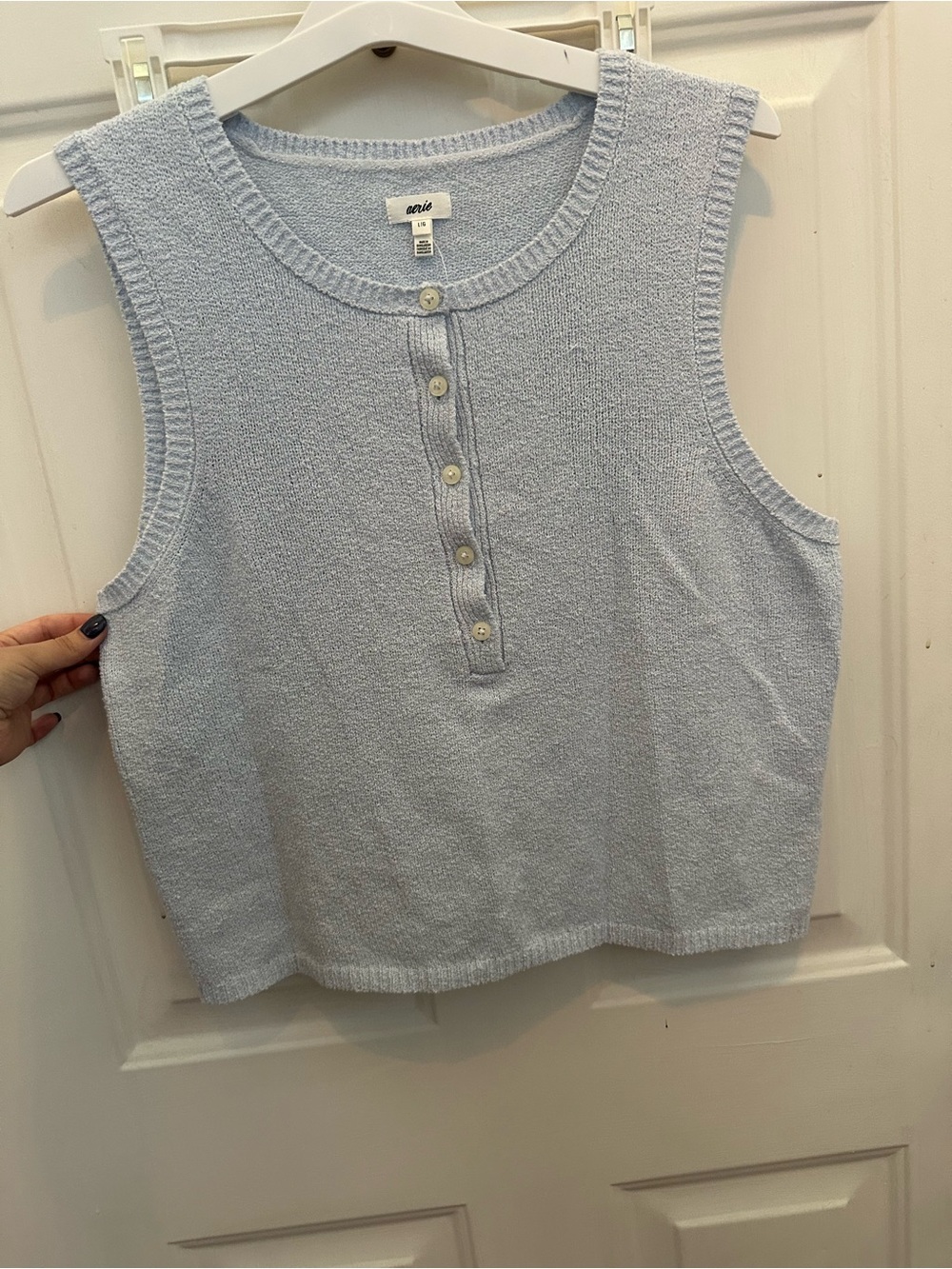 aerie Pale Blue Sleeveless Button-Front Knit Tank
